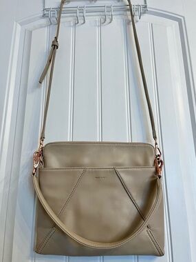 Matt & Nat Taupe Shoulder Bag with Rose Gold Hardware